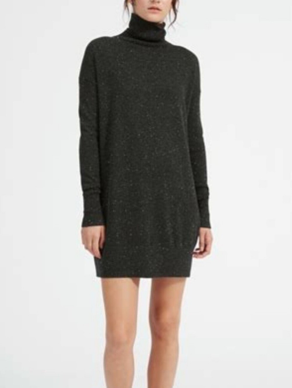 Everlane Cashmere Turtleneck Dress In Dark Grey Donegal